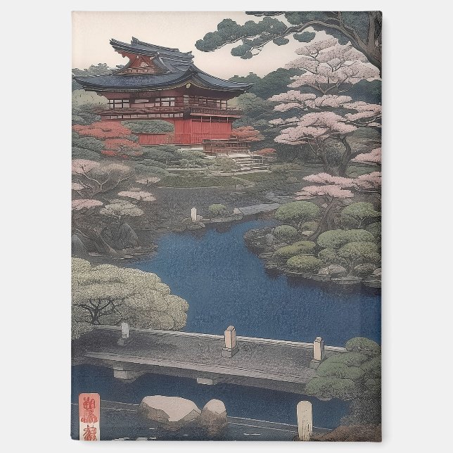 Magnet - Temple on the river - Japan (Recto)