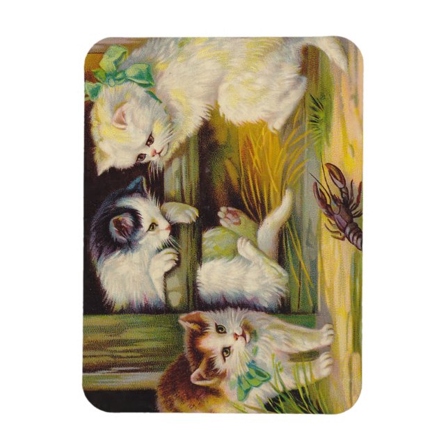 Magnet Vintage Antique Cuisine Chatons Chats Écart (Vertical)