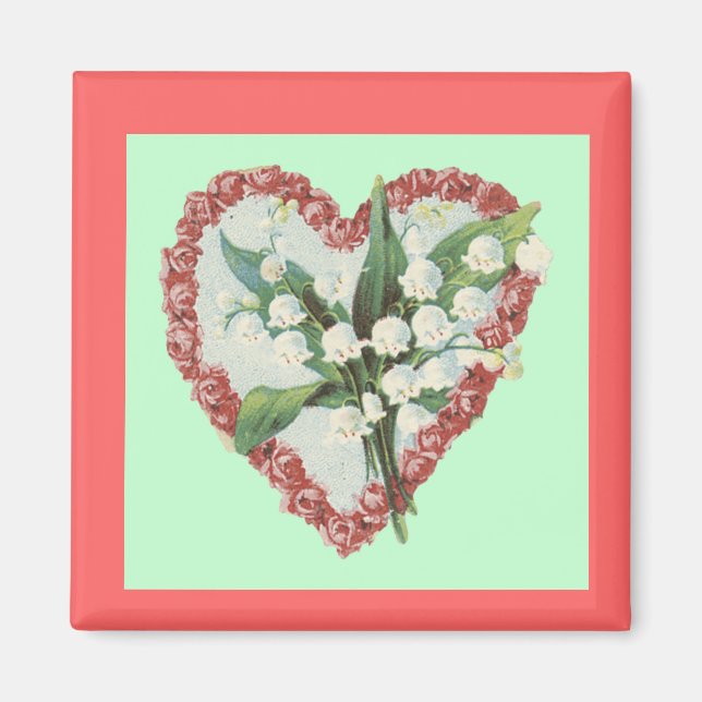 Magnet vintage du coeur floral (Devant)