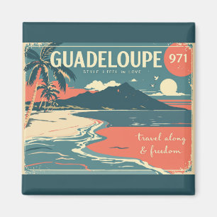 Magnet vintage Guadeloupe 971 – Plage tropicale ré