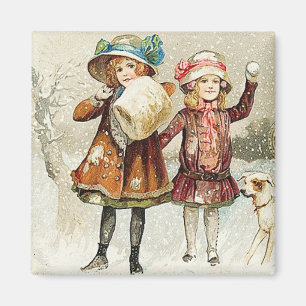 Magnet Vintage pour filles de snowball