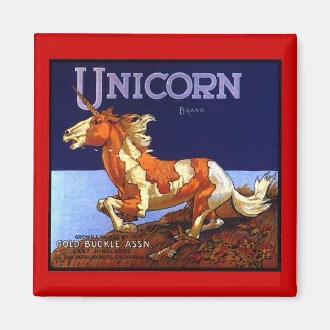 MAGNET ~ VINTAGE UNICORN MARQUE PRODUIT ÉTIQUETTE  (Devant)
