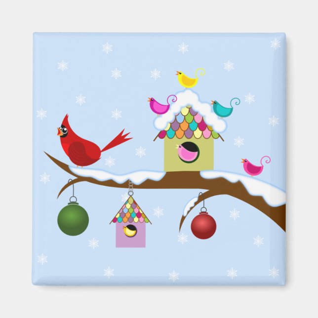 Magnet Whimsical Holiday Birds (Devant)