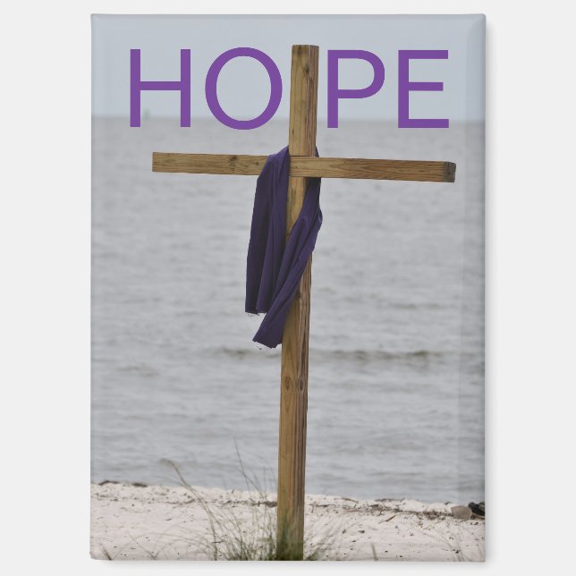 Magnet with picture of Cross on the beach (Recto)