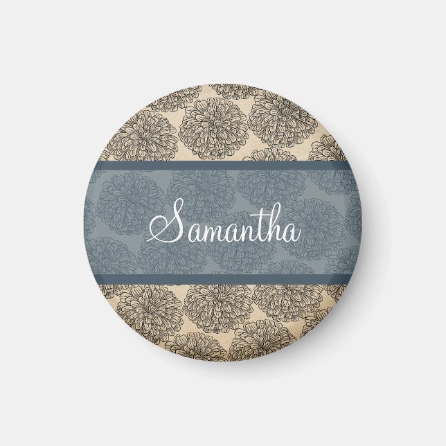 Magnet Zinnia Vintage bleu (Devant)