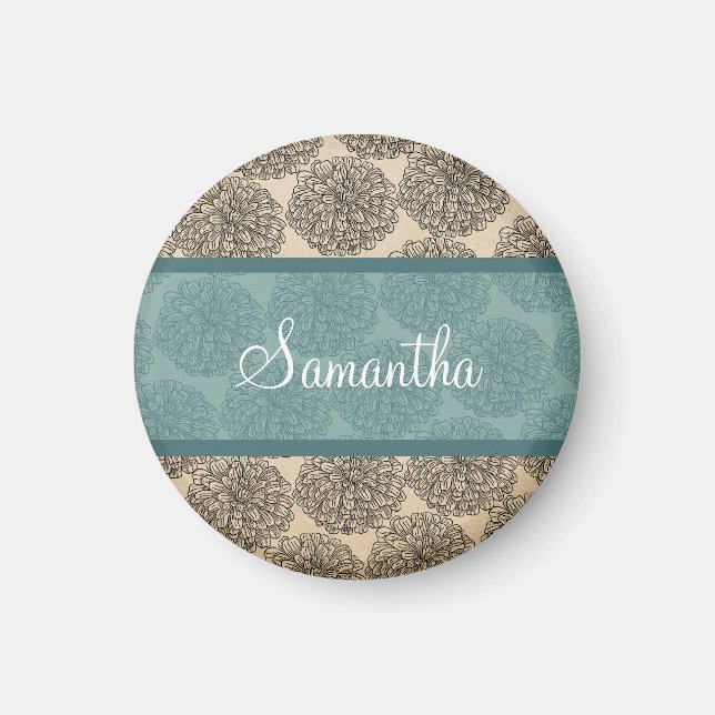 Magnet Zinnia Vintage turquoise (Devant)