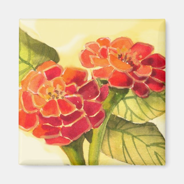 Magnet Zinnias rouge (Devant)