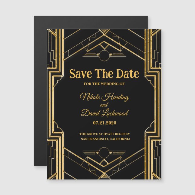 MAGNETIC Art Déco Gatsby Mariage (Devant / Derrière)