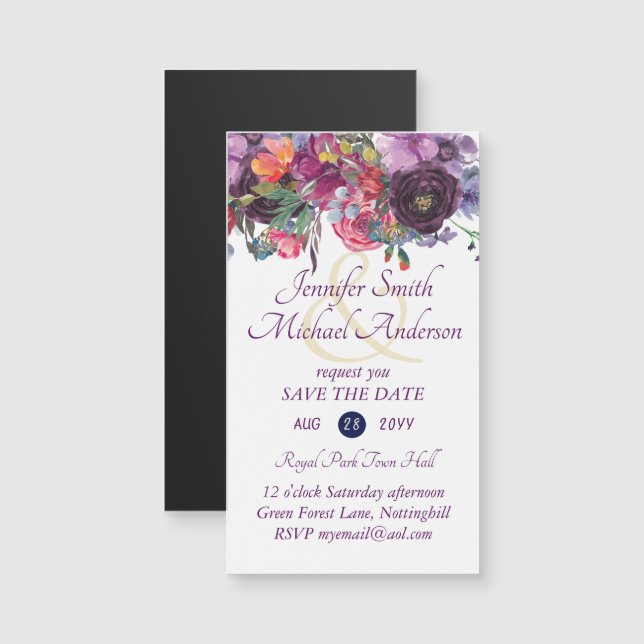 MAGNETIC Enregistrer la date Mariage Inviter RSVP (Devant / Derrière)