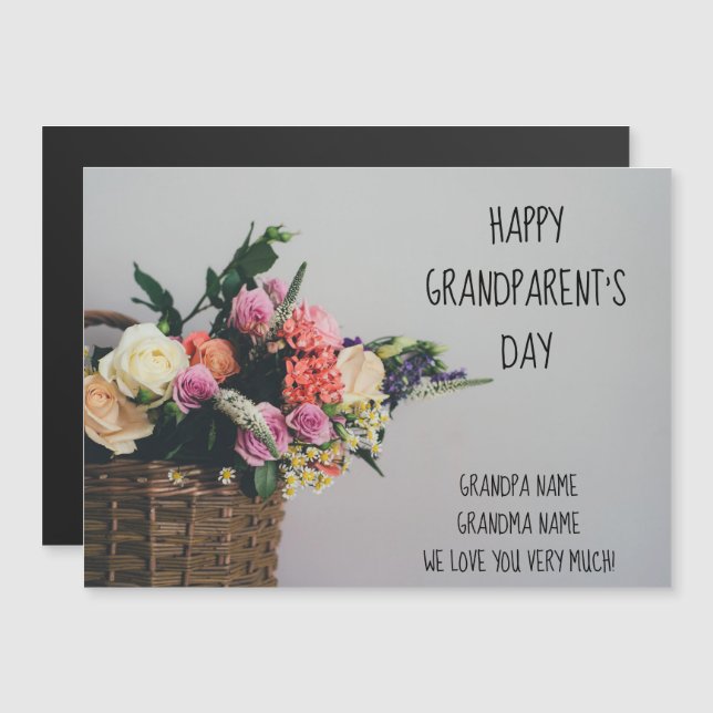 Magnetic Grand-Parent's Day Floral Greeting 5"x7" (Devant / Derrière)