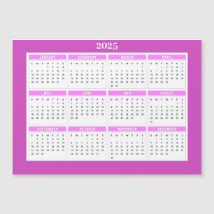 Magnetic Pink 2025 Magnet Calendrier mensuel
