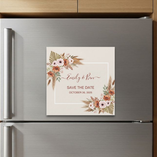Magnetic Save the Date Card – Rustic Boho Style (Créateur téléchargé)