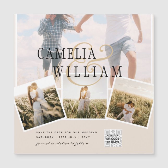 MAGNETICChampagne Blush PHOTO Save the date QRcode (Devant)
