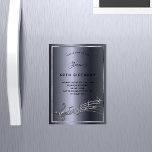 Magnétique Anniversaire noir argent notes musique invitation<br><div class="desc">Une carte d'invitation magnétique branchée et moderne à 50e anniversaire, et il servira également de rappel Save the Date pour vos invités. Un faux argent foncé arrière - plan métallique, avec un cadre et des notes de musique, des lettres de couleur noire. Personnalisez et ajoutez un nom et des informations...</div>