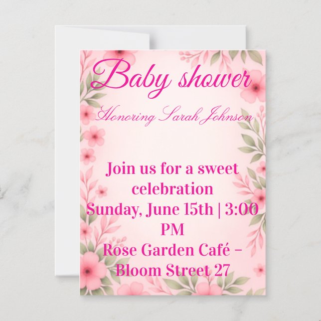 Magnétique Baby shower invitation for girl  (Recto)