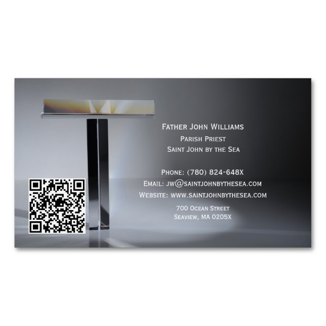 Magnétique Carte de visite aimantée pour prêtre avec code QR (devant)