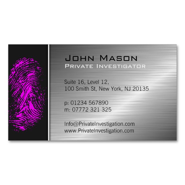 Magnétique Carte de visite de chercheur PI Pink Fingerprint (devant)