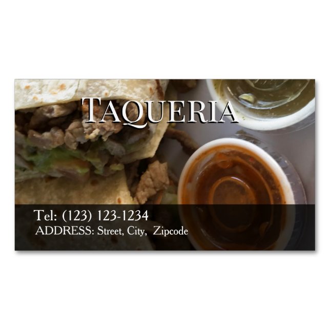 Magnétique carte de visite modifiable de taqueria (devant)