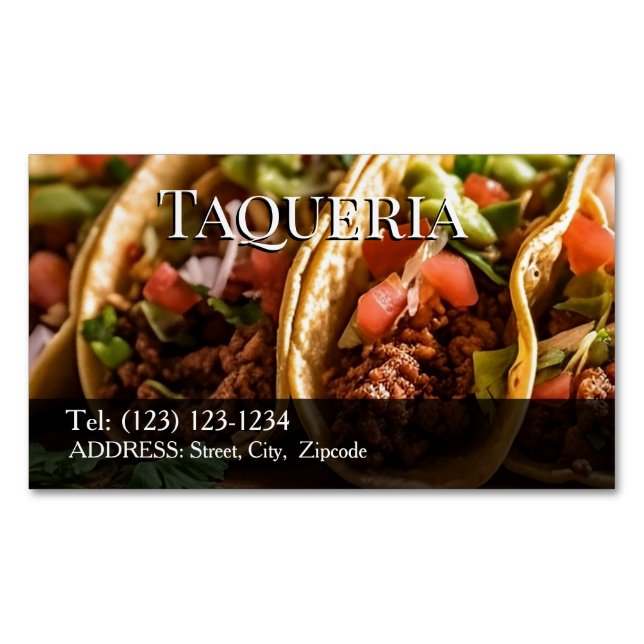 Magnétique carte de visite modifiable de taqueria (devant)