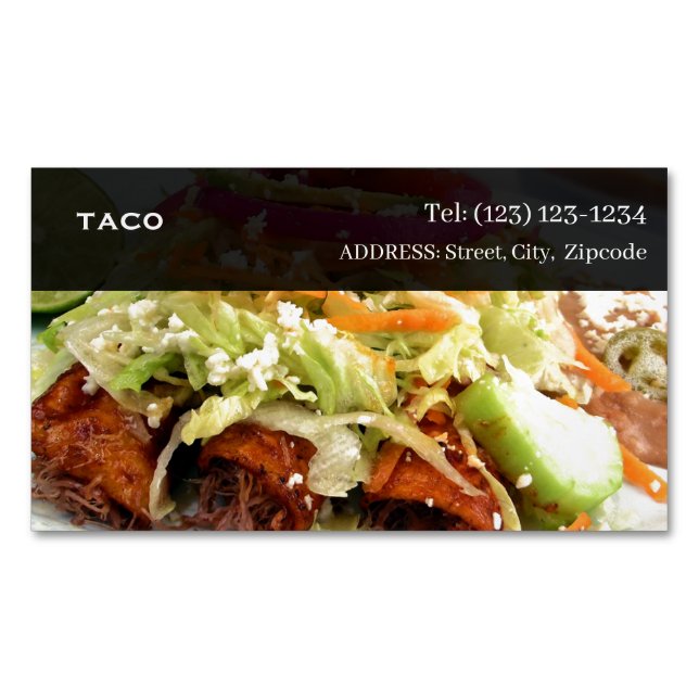 Magnétique carte de visite modifiable services de taqueria (devant)