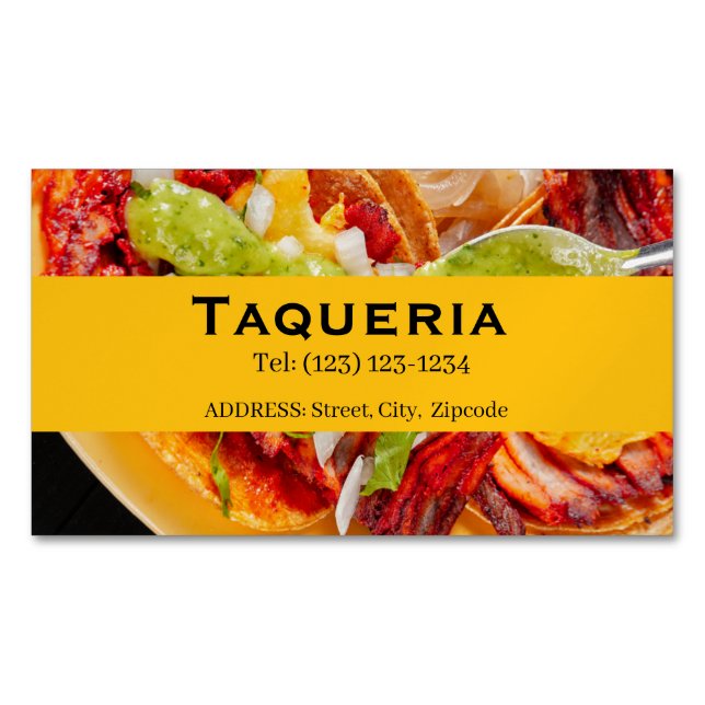 Magnétique carte de visite modifiable services TAQUERIA (devant)