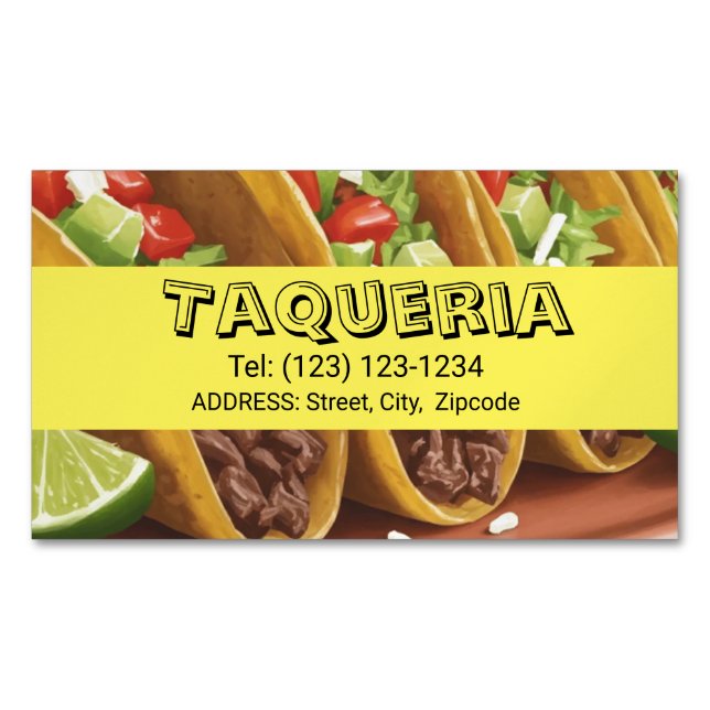Magnétique carte de visite modifiable services TAQUERIA    (devant)