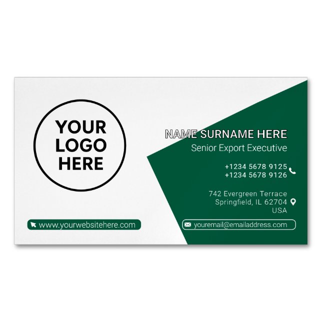 Magnétique Carte de visite professionnelle verte moderne QR (devant)