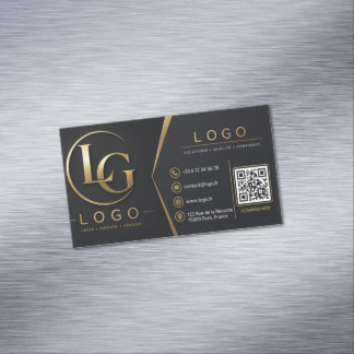 Magnétique Carte de visite QR Code Luxe Noir & Or | Élégante
