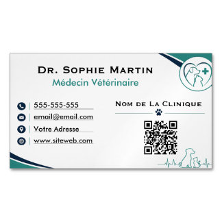 Magnétique Carte de Visite Vétérinaire Moderne Personnalisée