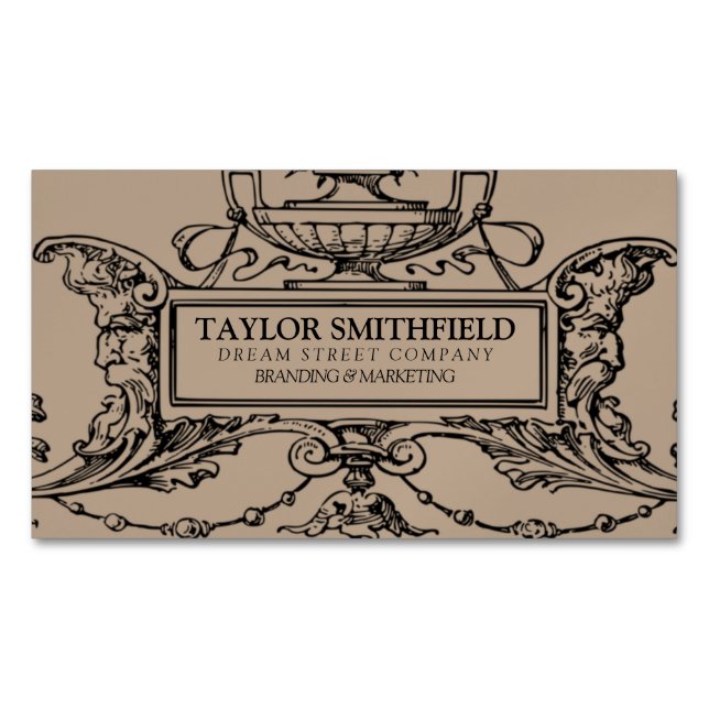 Magnétique Carte de visite Vintage de ligne fine (devant)