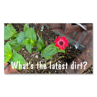 Magnétique Carte de visite Zinnia Rouge avec Objets Rouillés