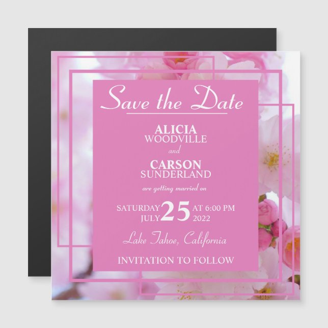 Magnétique Cherry Blossom's Save the Date Invitation magnétiq (Devant / Derrière)