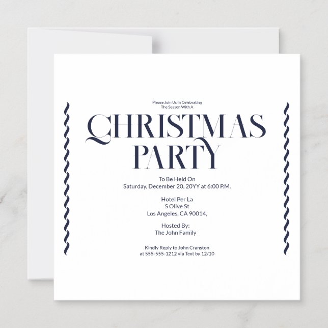 Magnétique Christmas Party Vintage Elegant blue Invitation (Recto)