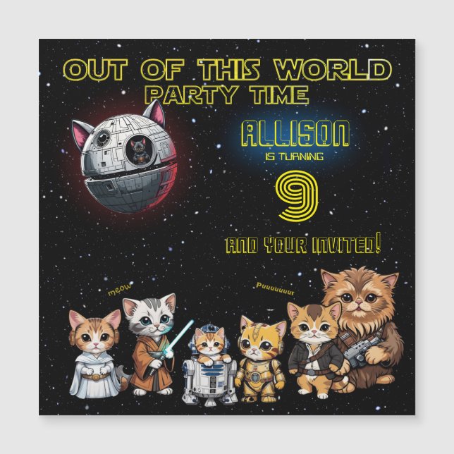 Magnétique Drôle Science Fiction Kitty Chat Invitation person (Devant)