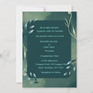 Magnétique Élégante invitation de mariage botanique vert émer