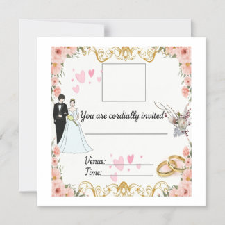 Magnétique Élégante invitation de mariage florale avec la mar