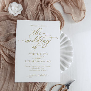 Magnétique Faire invitation de mariage à calligraphie dorée