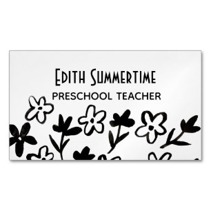 Magnétique Fleurs avec carte de visite carré d'encre