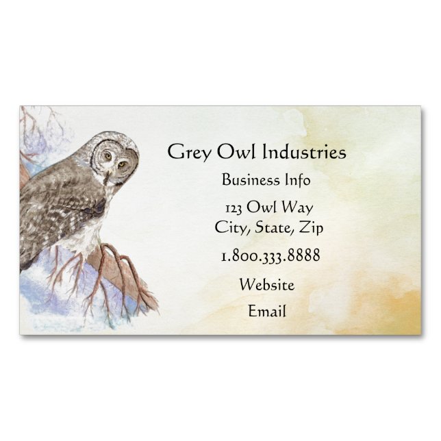Magnétique Grey Owl Industries Oiseau et Carte de visite (devant)