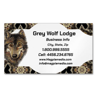 Magnétique Grey Wolf Lodge Animal Wildlife Carte de visite d'