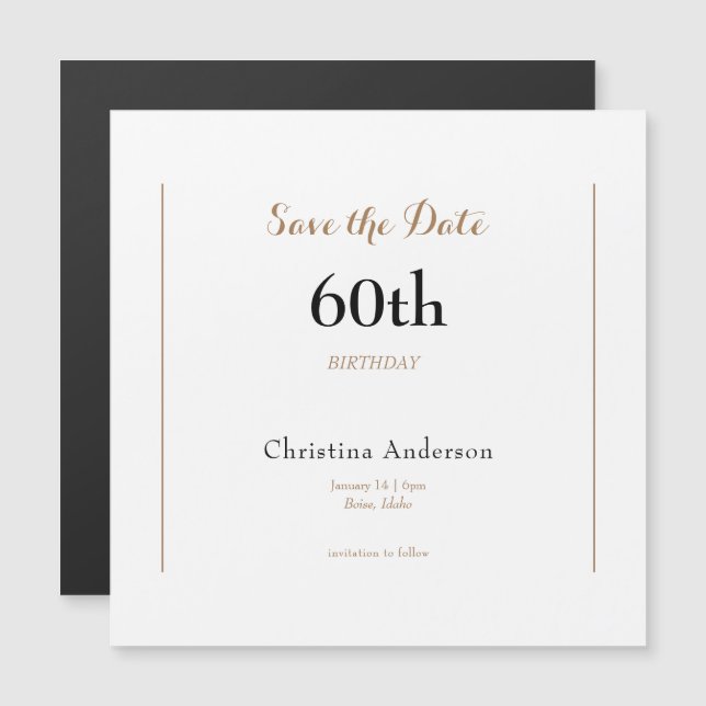 Magnétique Invitation 60e anniversaire (Devant / Derrière)