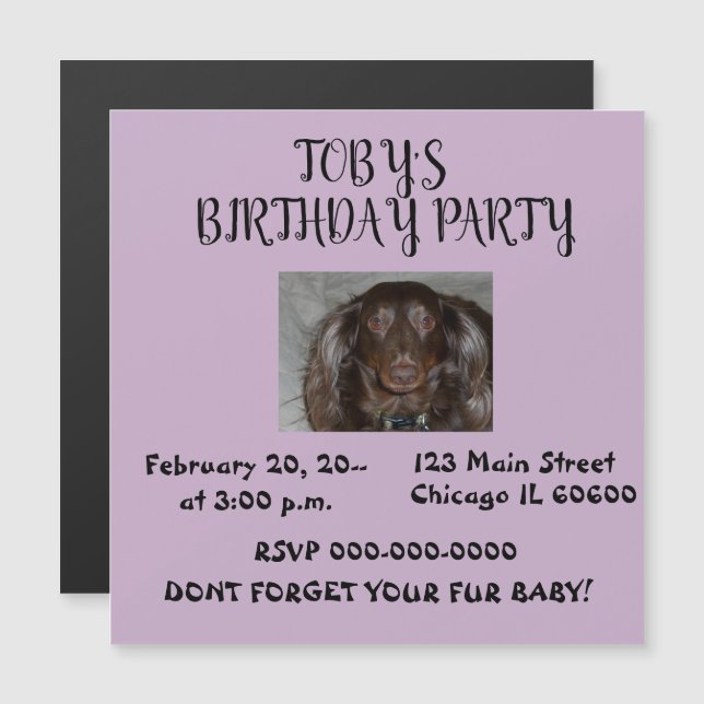 Magnétique Invitation à la fête d'anniversaire de votre anima (Devant / Derrière)