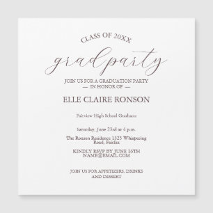 Magnétique invitation à la fête de graduation rose Elegance