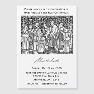 Magnétique Invitation à la première communion - Adoro te Devo
