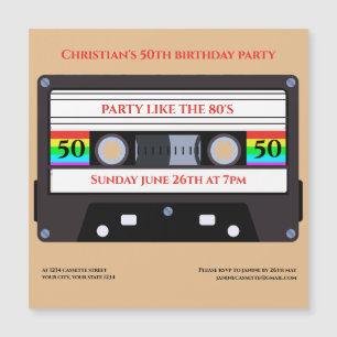 Magnétique Invitation à l'anniversaire de l'aimant à cassette