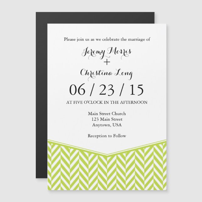 Magnétique Invitation à un mariage avec une sonnerie magnétiq (Devant / Derrière)