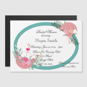 Magnétique Invitation à une fête de mariage, Fleurs Parapluie