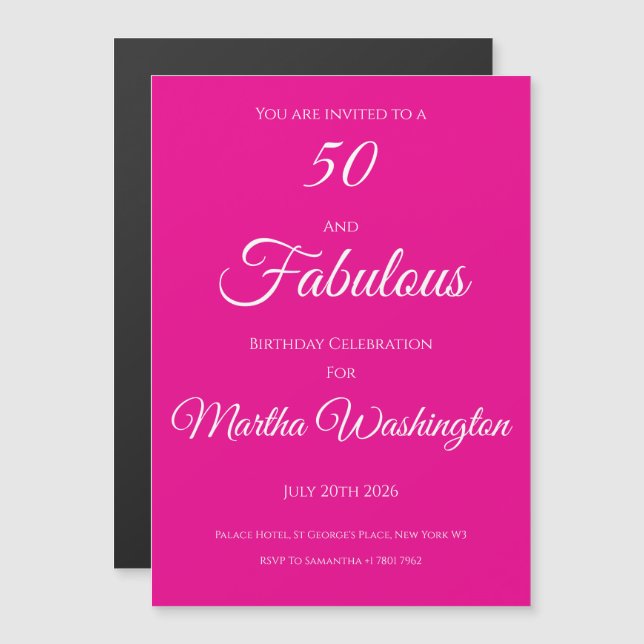 Magnétique Invitation aimantée pour une fête d'anniversaire d (Devant / Derrière)