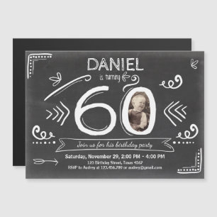 Magnétique Invitation d'anniversaire d'aimant 60e tableau de