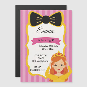 Magnétique Invitation d'anniversaire de la princesse rose z